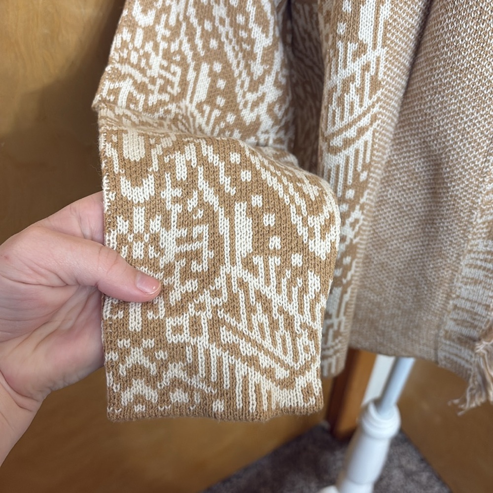 NWT Lucky Brand Shawl Collar Open Front Jacquard Knit Cardigan Size S - Picture 7 of 15